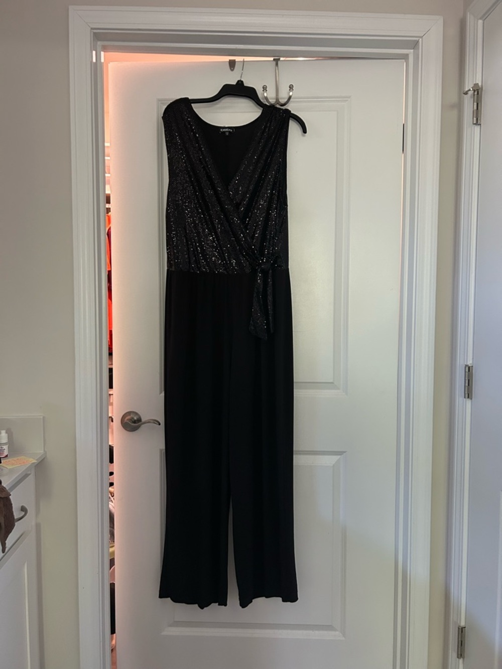 Bebe Black Sparkle Wrap Jumpsuit